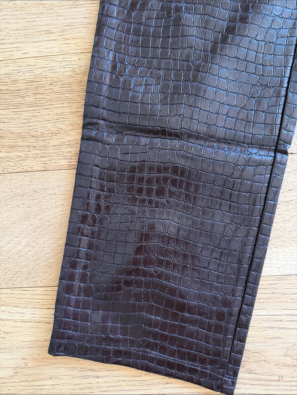 Dynamite Dark Brown Croc-Embossed Boot Cut Pants - Picture 2 of 5